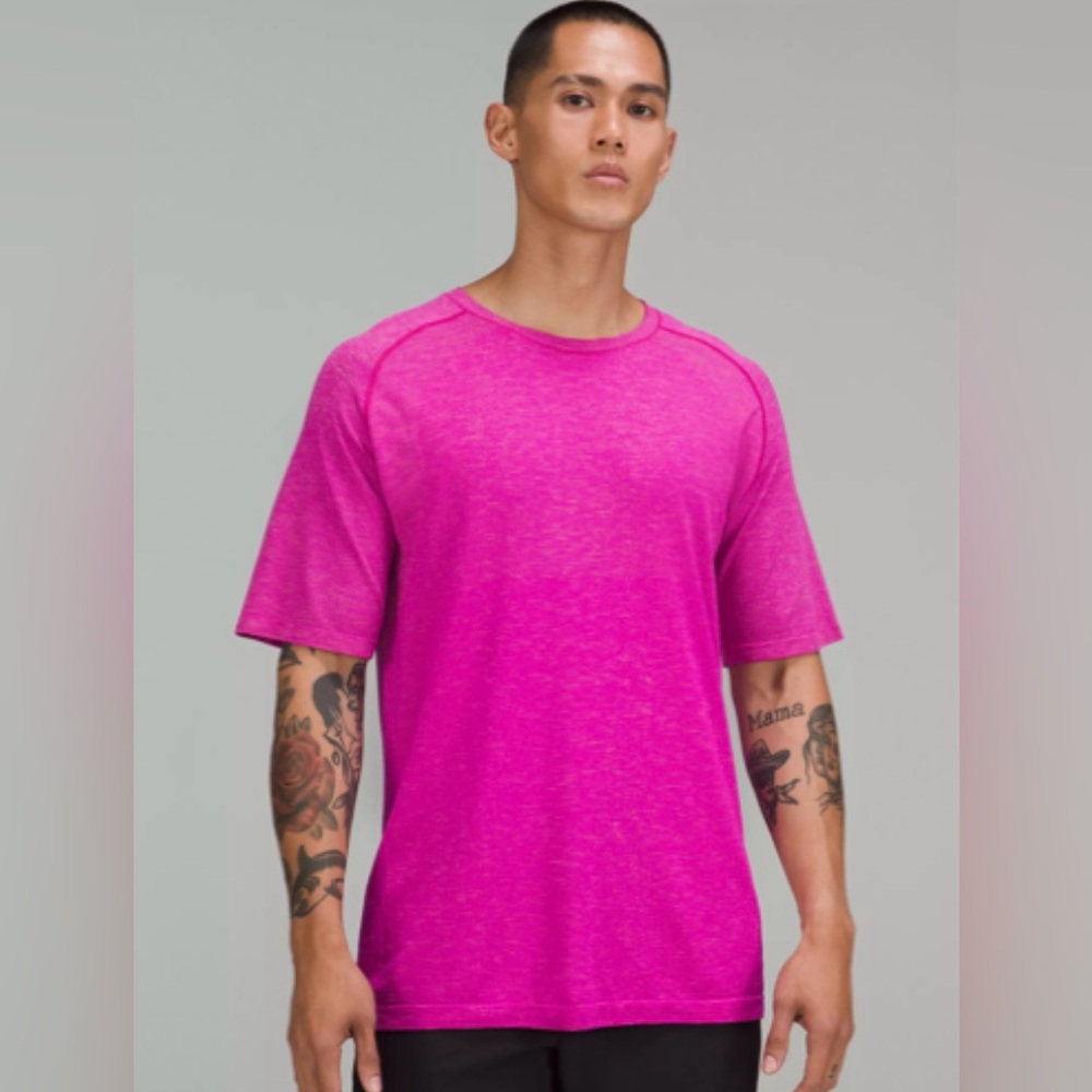 Lululemon Pink Clay/Purple Highlight Metal Vent Tech Short Sleeve Shirt 2.0 XXL